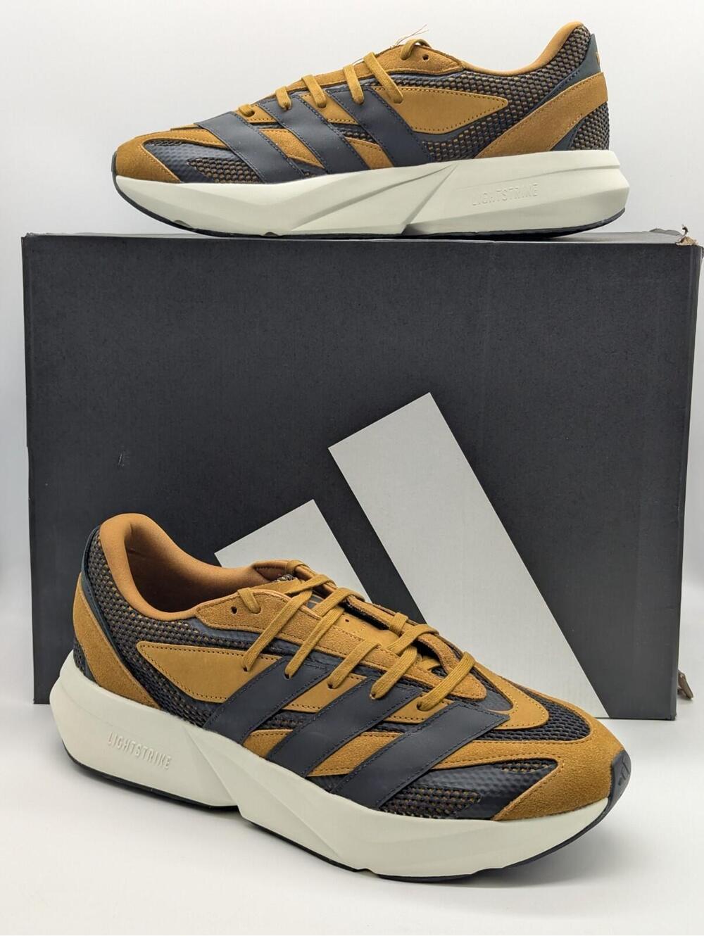 Mens Size 13 - Adidas Lightblaze Black Brown Off-White Running Shoes JQ7198 New